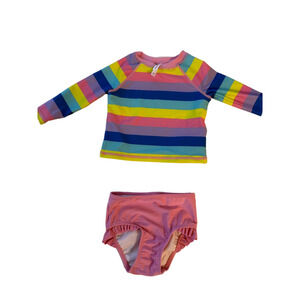 Girl Joe Fresh Swimsuit Set 6-12M Pink Multi-color